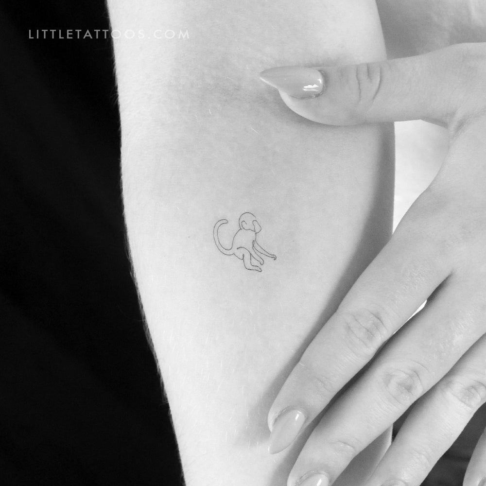 Single Line Monkey Temporary Tattoo - Set of 3