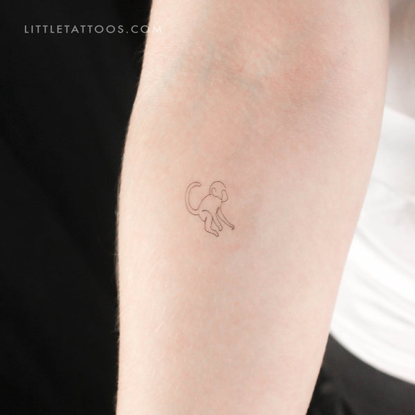 Single Line Monkey Temporary Tattoo - Set of 3