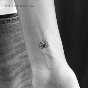 Little Fine Line Lotus Flower Temporary Tattoo - Set of 3