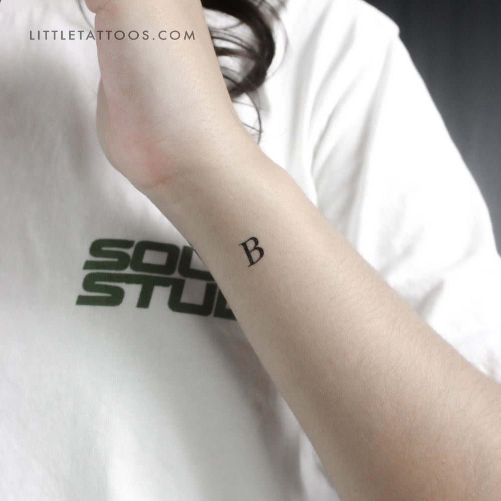 Tatuaje temporal de la letra B mayúscula con serifa (juego de 3)