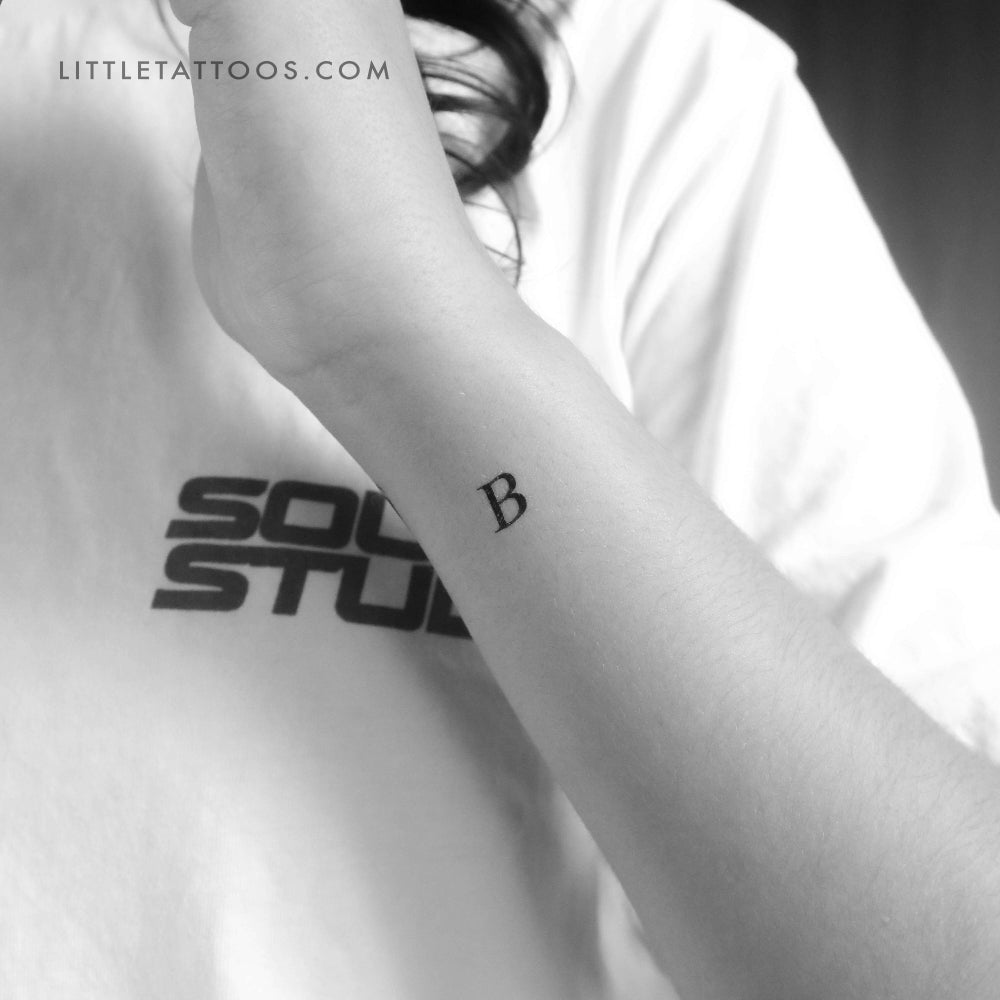 Tatuaje temporal de la letra B mayúscula con serifa (juego de 3)