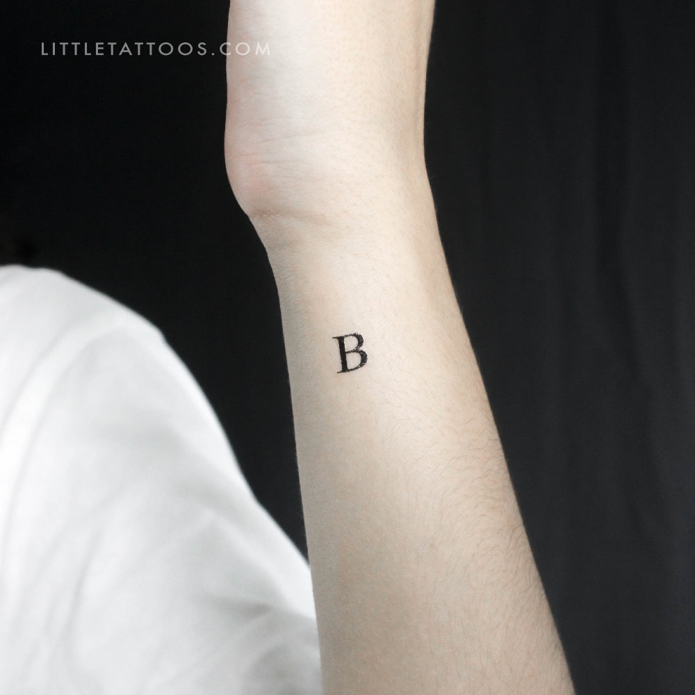 Tatuaje temporal de la letra B mayúscula con serifa (juego de 3)