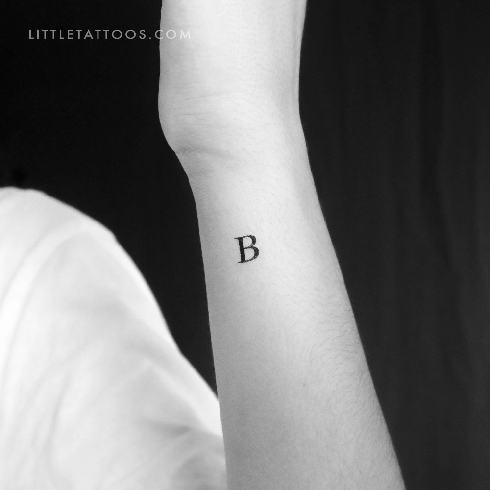 B Uppercase Serif Letter Temporary Tattoo (Set of 3)