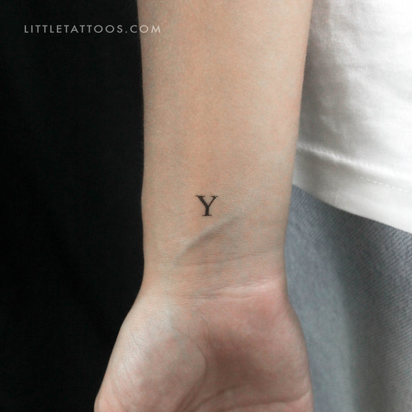 Y Uppercase Serif Letter Temporary Tattoo - Set of 3