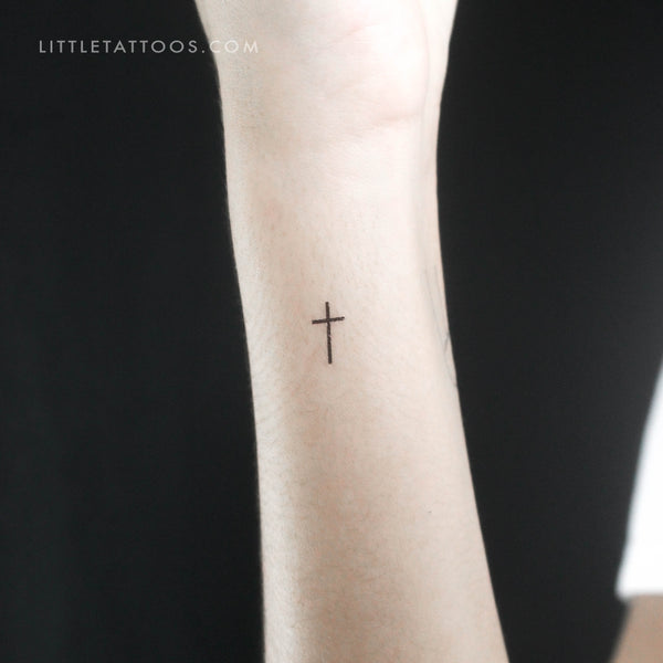 Small Minimalist Cross Temporary Tattoo - Set of 3