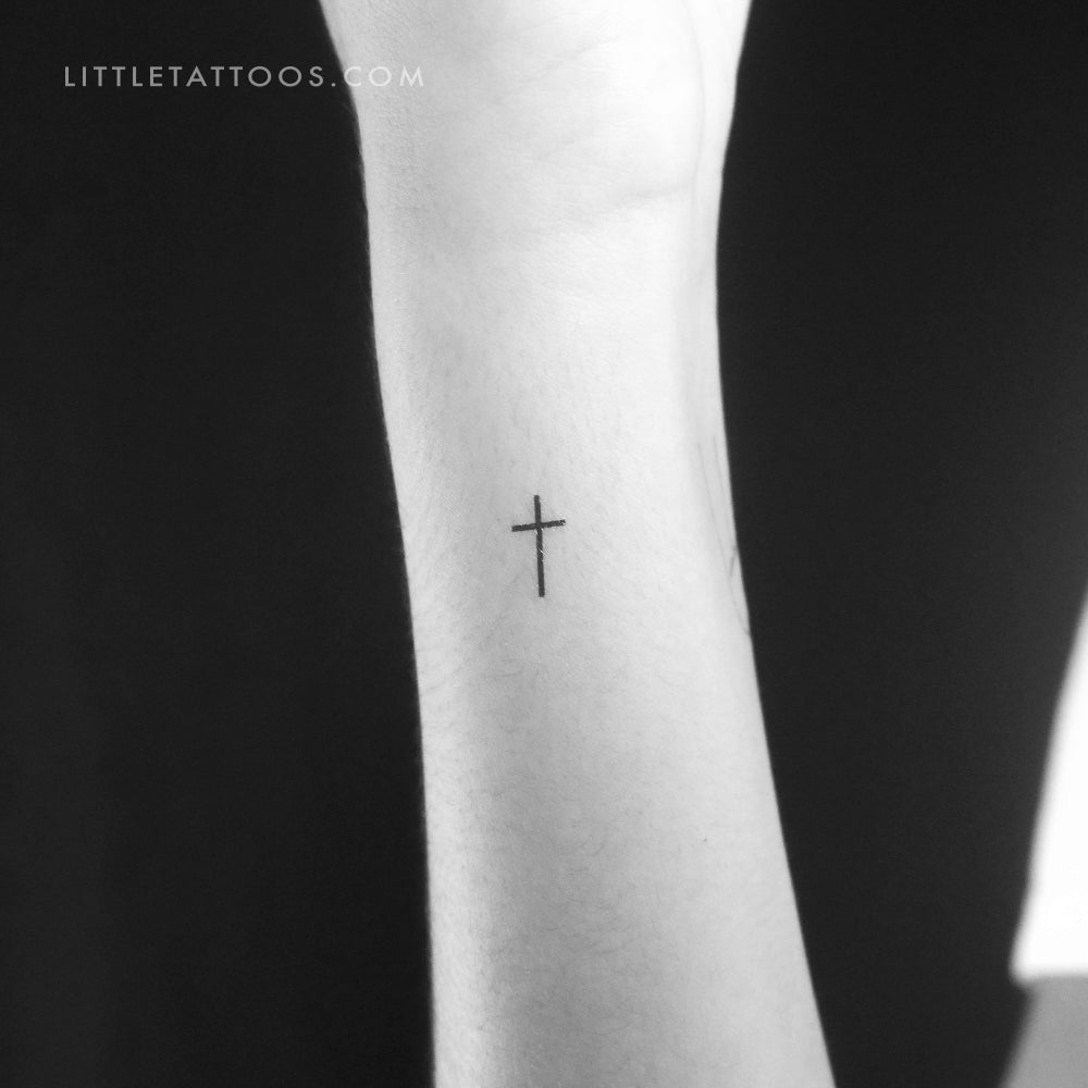 Small Minimalist Cross Temporary Tattoo - Set of 3