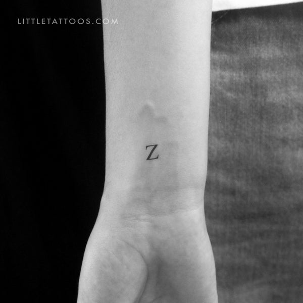 Z Uppercase Serif Letter Temporary Tattoo - Set of 3