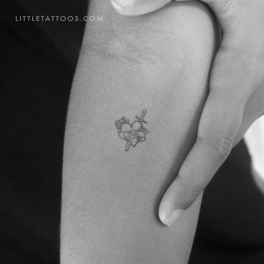Tatuaje temporal de corazón y espada (juego de 3)
