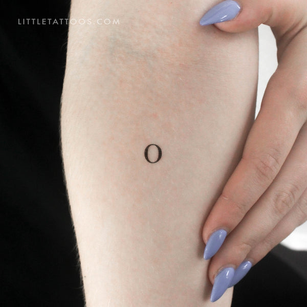 O Uppercase Serif Letter Temporary Tattoo - Set of 3