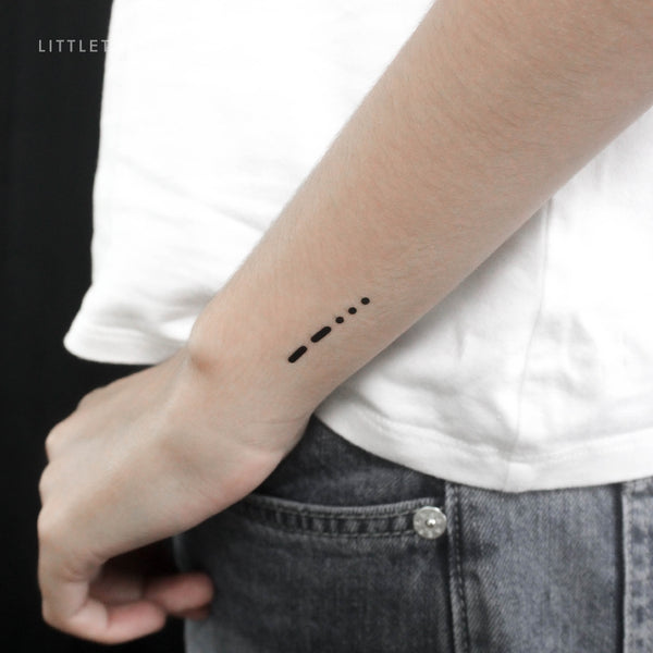 Morse Code 7 Temporary Tattoo - Set of 3