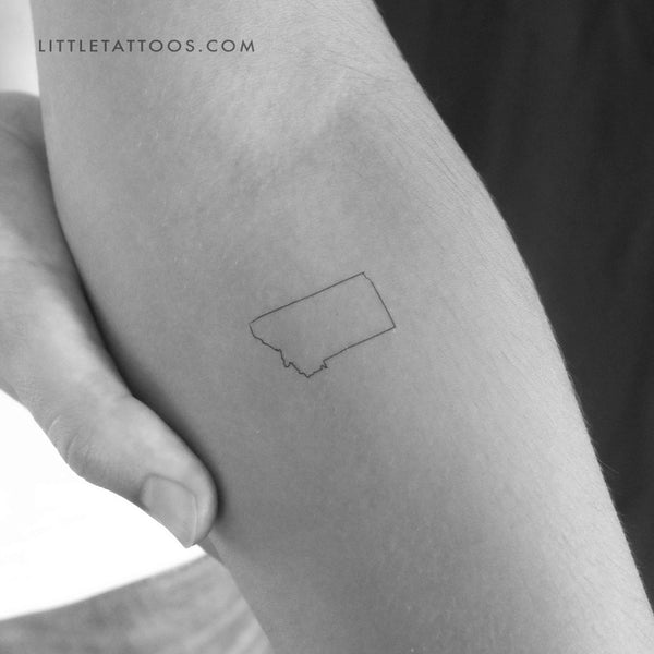 Montana Map Outline Temporary Tattoo - Set of 3