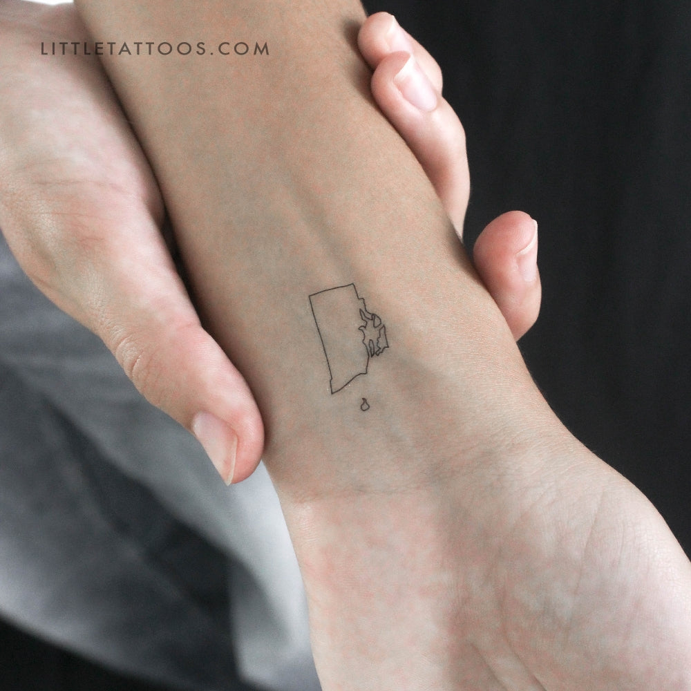 Tatuaje temporal del contorno del mapa de Rhode Island (juego de 3)