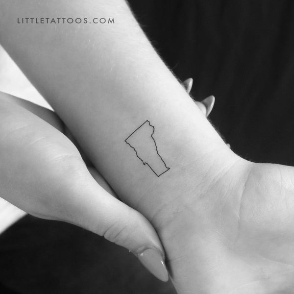 Vermont Map Outline Temporary Tattoo - Set of 3