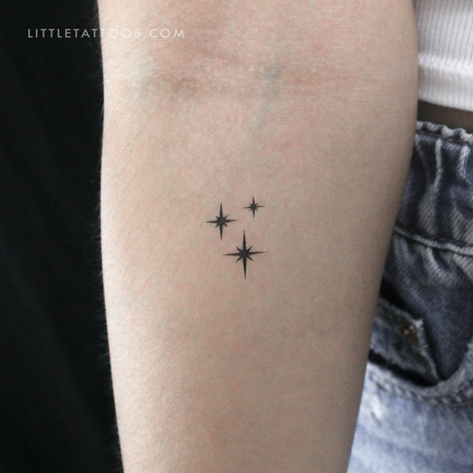 Tatuaje temporal pequeño de polvo de estrellas y destellos (juego de 3)