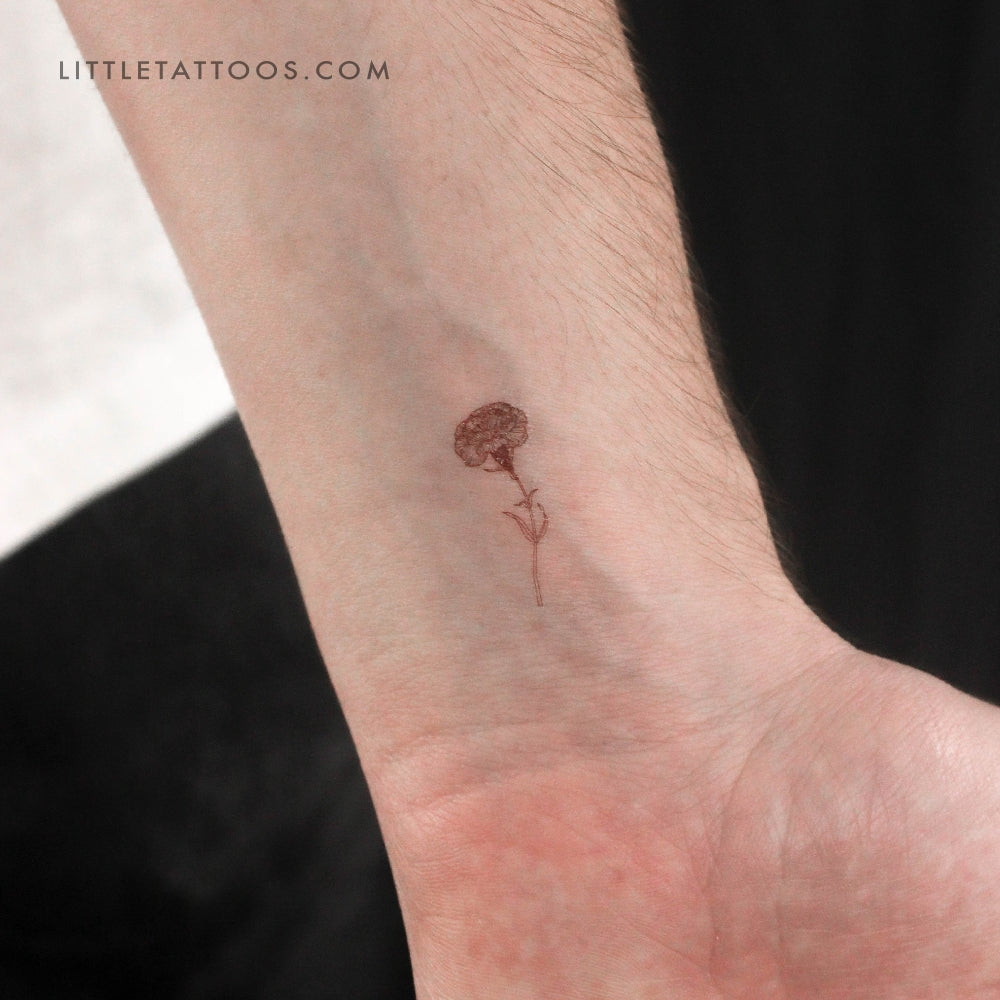 Tatuaje temporal de clavel rojo pequeño (juego de 3)