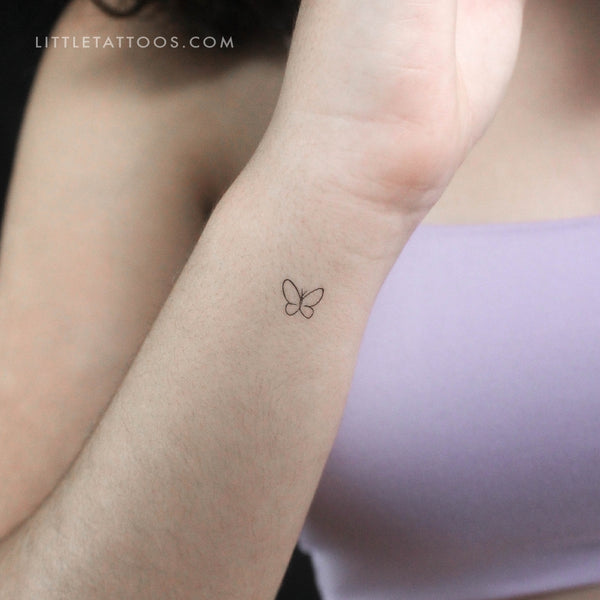 Tiny Single Line Butterfly Temporary Tattoo - Set of 3