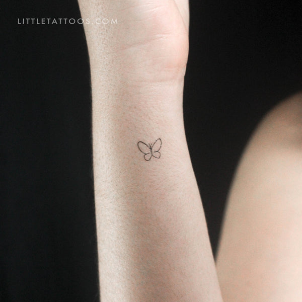 Tiny Single Line Butterfly Temporary Tattoo - Set of 3