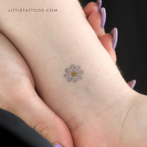 Silver Enamel Daisy Temporary Tattoo - Set of 3