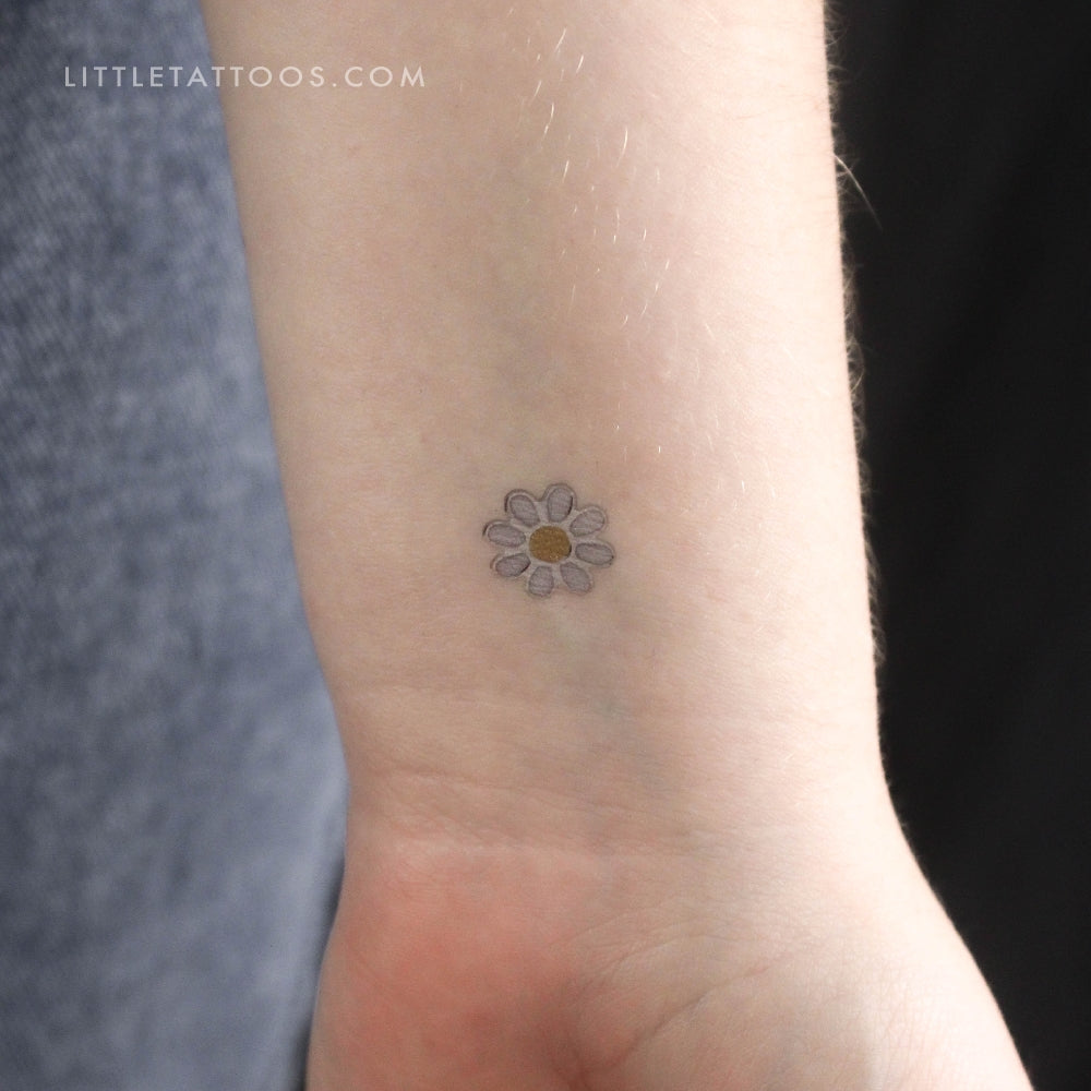 Tatuaje temporal de margarita esmaltada plateada (juego de 3)