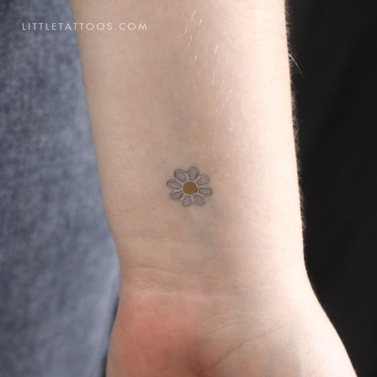 Tatuaje temporal de margarita esmaltada plateada (juego de 3)