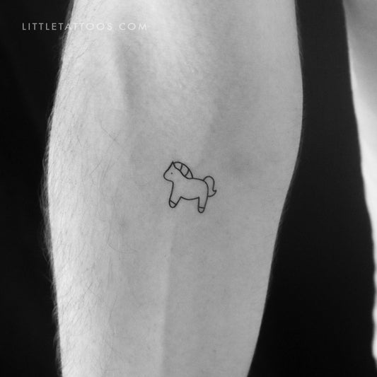 Tatuaje temporal minimalista de caballo - Juego de 3