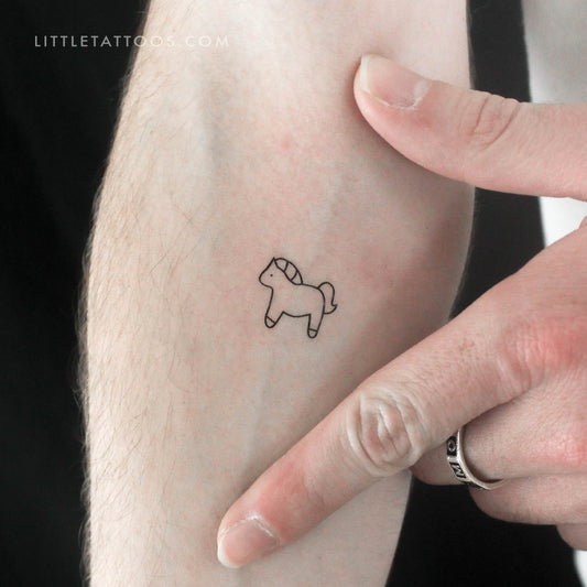 Tatuaje temporal minimalista de caballo - Juego de 3