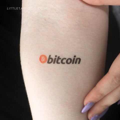 Bitcoin Wordmark Temporary Tattoo (Set of 3)