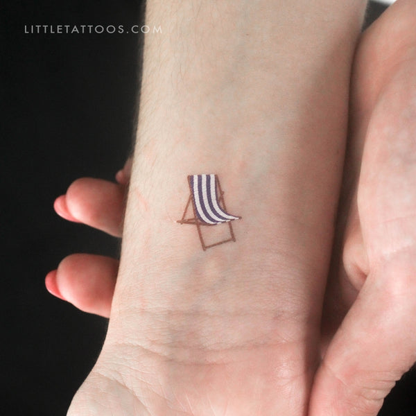 Stripped Beach Chair Temporary Tattoo - Set of 3