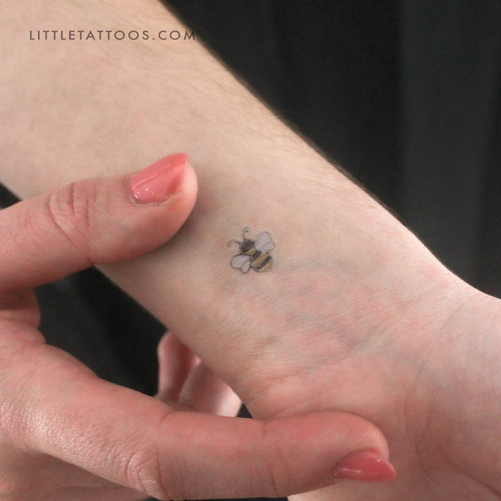 Tatuaje temporal de abeja plateada (juego de 3)