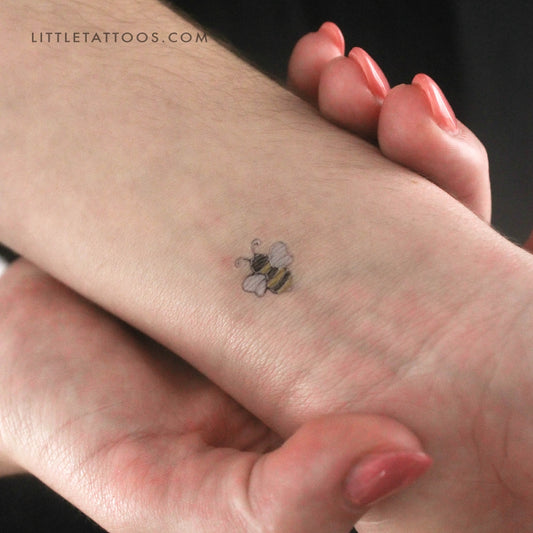 Tatuaje temporal de abeja plateada (juego de 3)