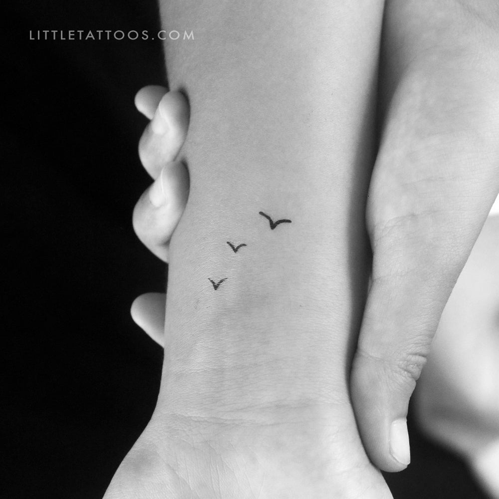 Tatuaje temporal de tres pájaros pequeños - Juego de 3