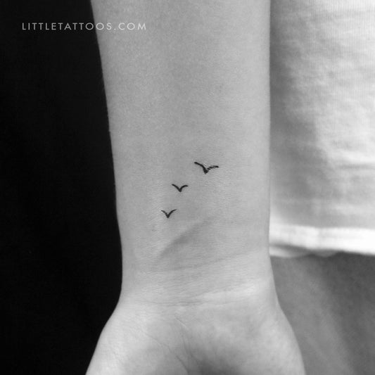 Tatuaje temporal de tres pájaros pequeños - Juego de 3