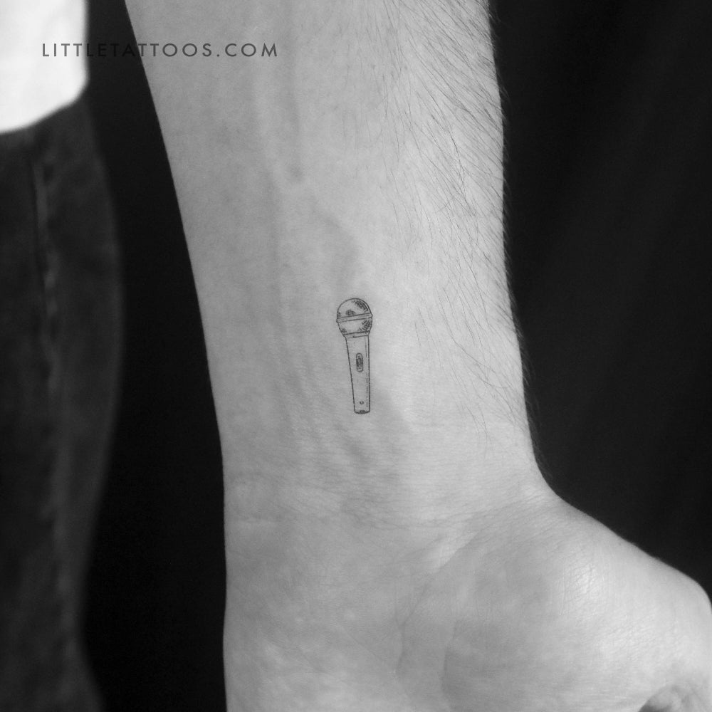 Tatuaje temporal de micrófono pequeño (juego de 3)