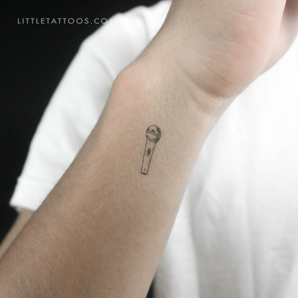 Tatuaje temporal de micrófono pequeño (juego de 3)