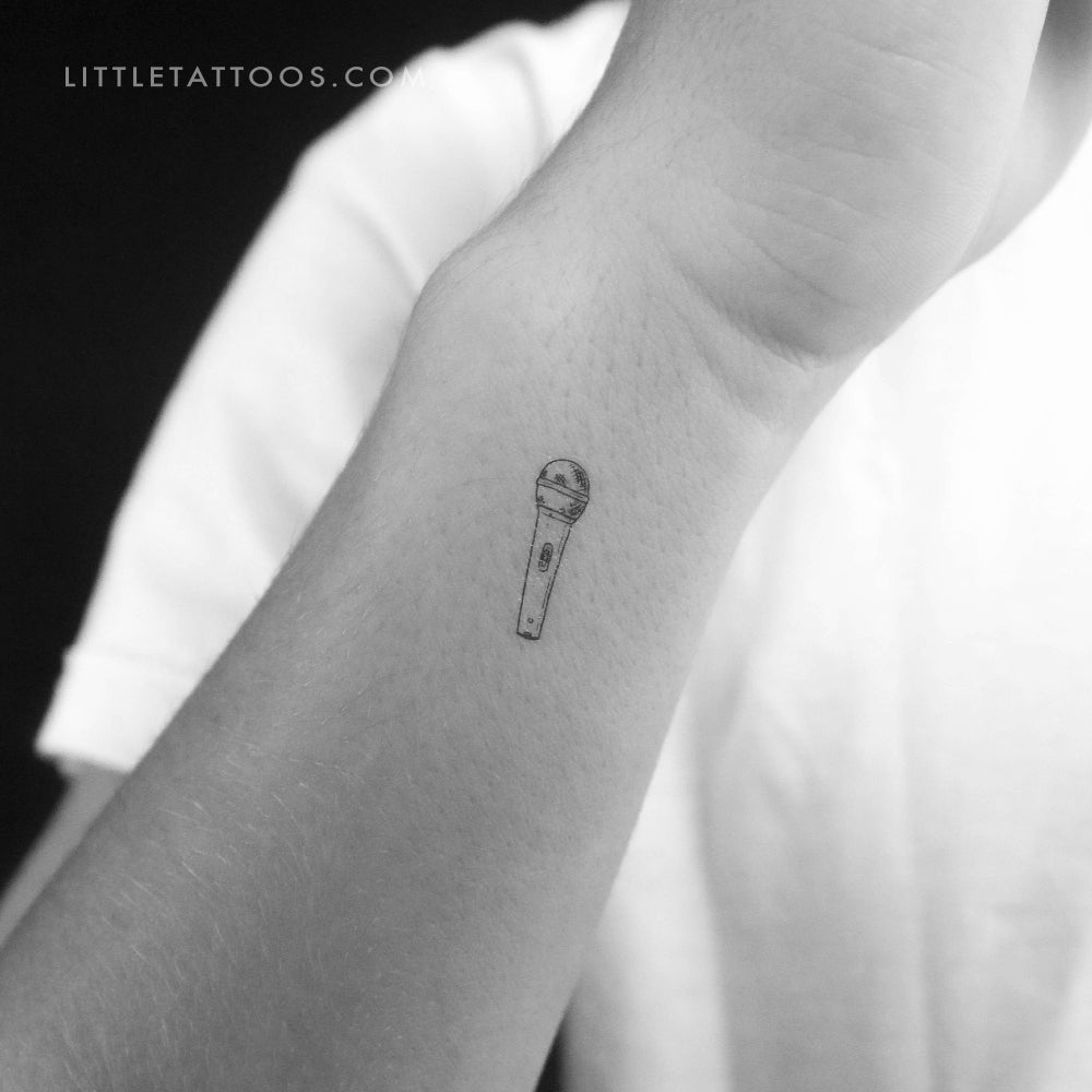 Tatuaje temporal de micrófono pequeño (juego de 3)