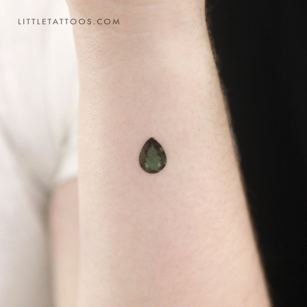 Tatuaje temporal de pera verde esmeralda (juego de 3)