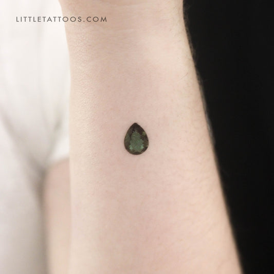 Tatuaje temporal de pera verde esmeralda (juego de 3)