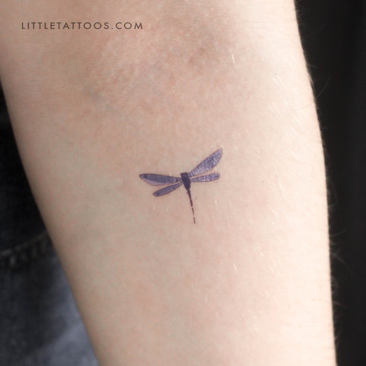 Tatuaje temporal de libélula azul en acuarela (juego de 3)