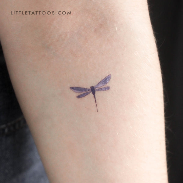 Watercolor Blue Dragonfly Temporary Tattoo - Set of 3