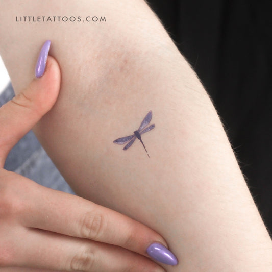 Tatuaje temporal de libélula azul en acuarela (juego de 3)
