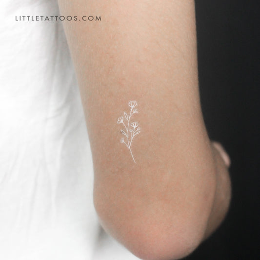 Tatuaje temporal pequeño de gypsophila blanca (juego de 3)
