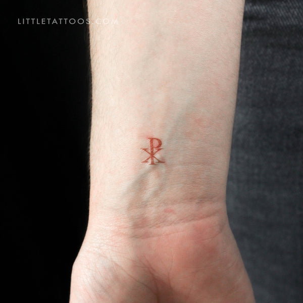 Red Chi Rho Temporary Tattoo - Set of 3