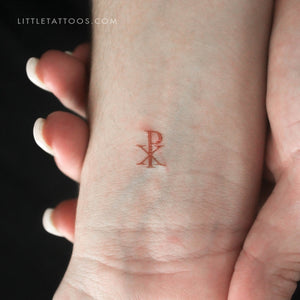 Red Chi Rho Temporary Tattoo - Set of 3