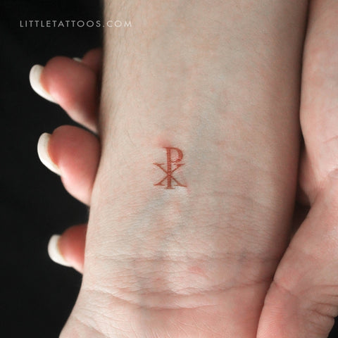 Red Chi Rho Temporary Tattoo - Set of 3