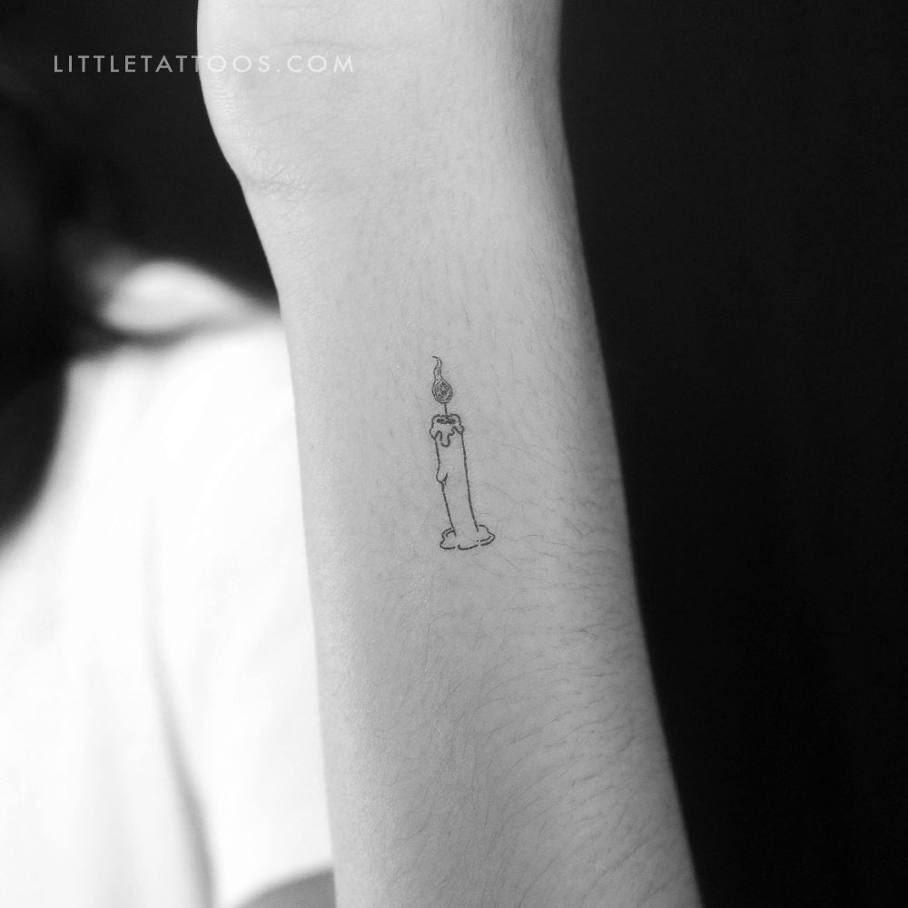 Small Candle Temporary Tattoo - Set of 3