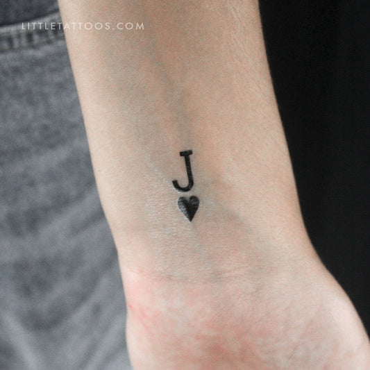 Tatuaje temporal de la jota de corazones negra - Juego de 3