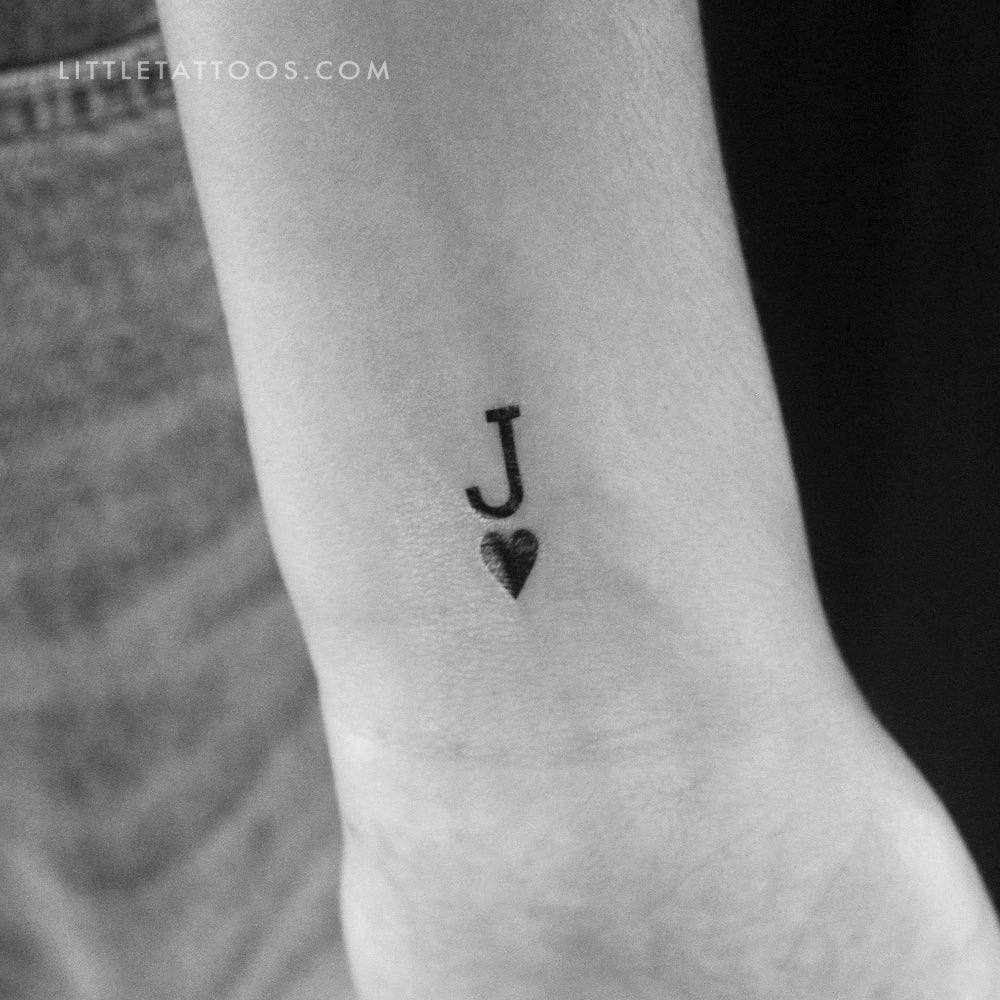 Tatuaje temporal de la jota de corazones negra - Juego de 3