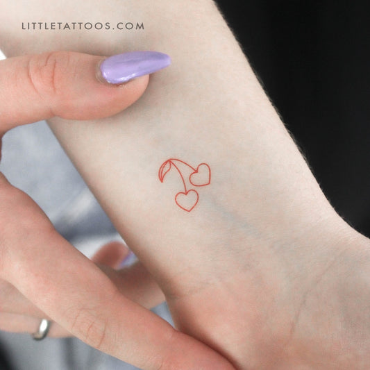 Tatuaje temporal de pareja de cerezas rojas (juego de 3)
