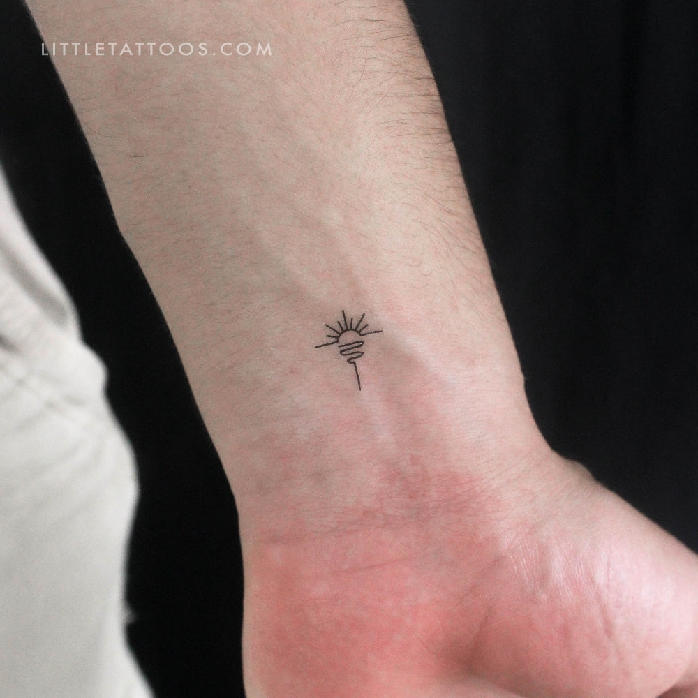 Tatuaje temporal minimalista de amanecer en el mar (juego de 3)