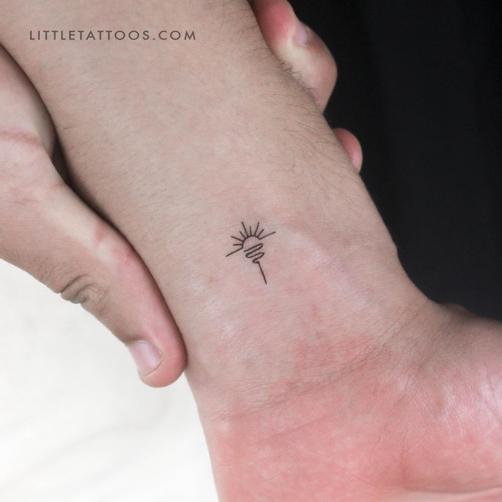 Tatuaje temporal minimalista de amanecer en el mar (juego de 3)